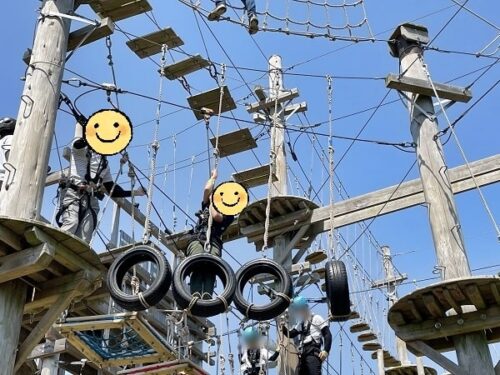 ニジゲンノモリのクレヨンしんちゃんアスレチック中級コース