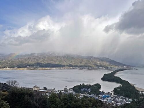 虹がかかった天橋立